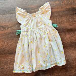 Wildflowers size 8 Girls Flutter Sleeve Lemon Print Dress
